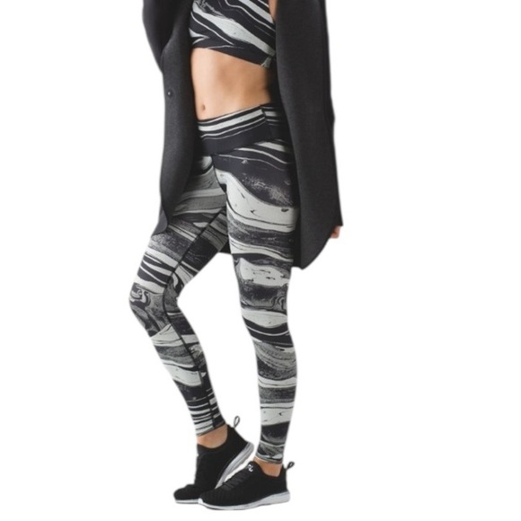 Lululemon Speed Wunder Tight (Nulux) Marbled Mix 50G White Black Size 6 - Picture 1 of 13